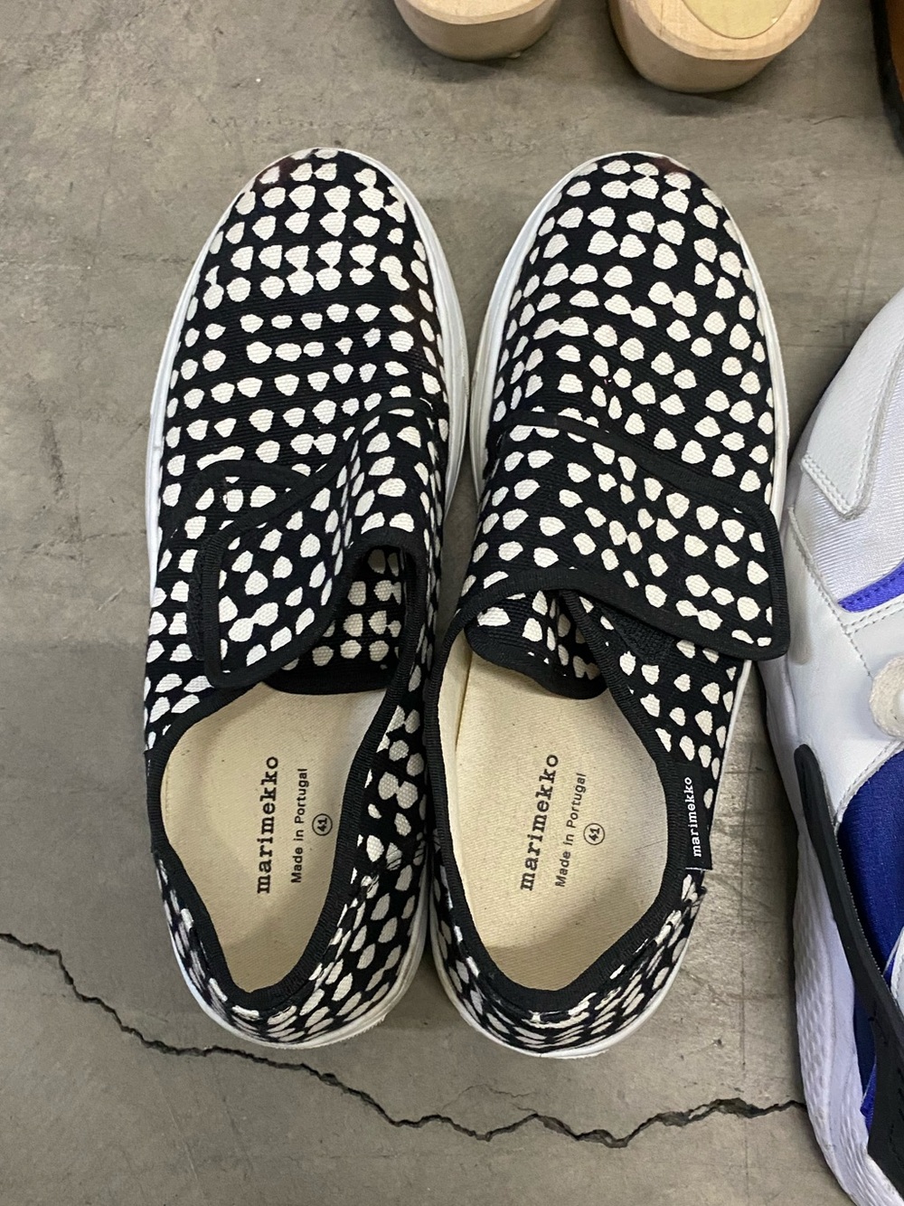 Marimekko Black & White Polka Dot Slip-On Sneakers